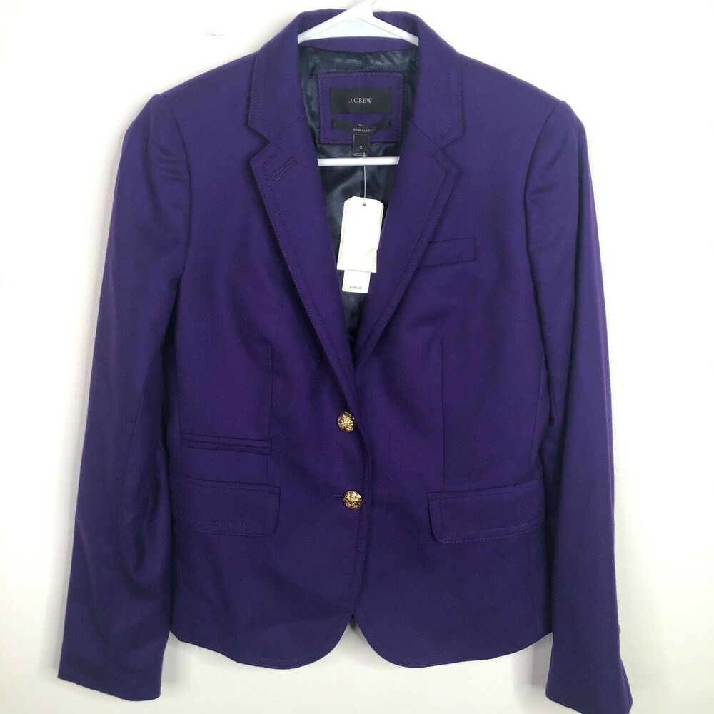 NEW J. CREW Purple Wool Classic Schoolboy Blazer